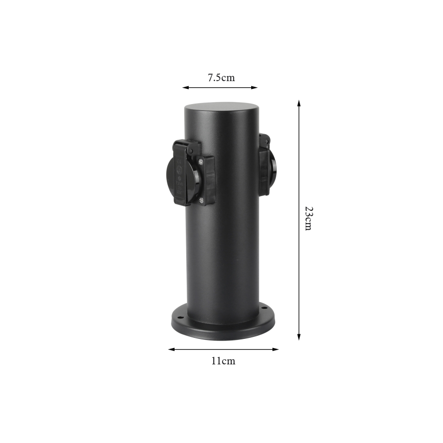 Brilagi - Ulkopistorasiapylväs PILLAR 2Z SCHUKO 230V IP44 musta