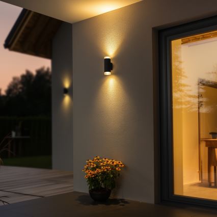 Brilagi - Ulkoseinävalaisin MATERA 2xGU10/30W/230V antrasiitti IP54