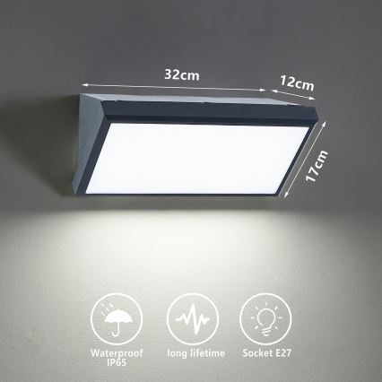 Brilagi - Ulkoseinävalaisin TRIANGLE 1xE27/60W/230V antrasiitti IP65