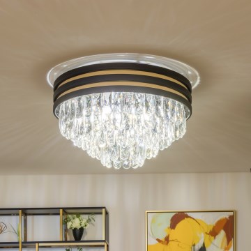 Brilagi - VELURE LED-kristallikattovalaisin 5xE14/40W/230V, halkaisija 46 cm, musta