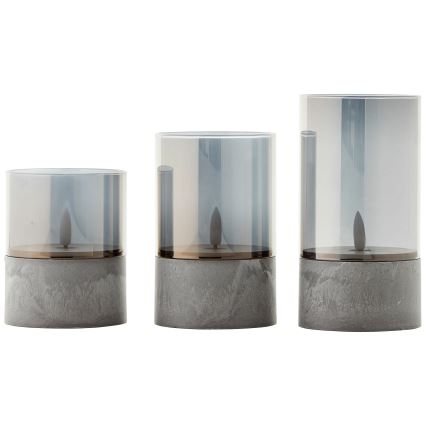 Brilliant - 3 kpl LED-kynttiläsarja BOUGIE LED/2xAA IP44 harmaa/savunharmaa