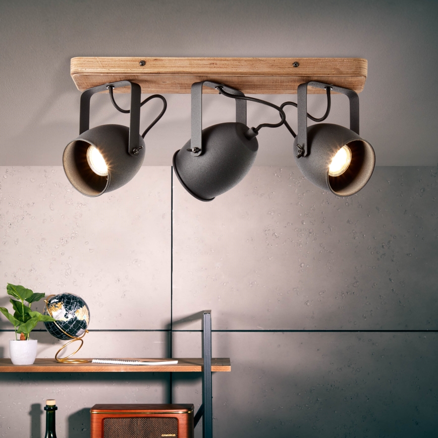 Brilliant - CROWTON Spottivalaisin 3xGU10/6W/230V, mänty