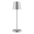 Brilliant - ELORA himmennettävä ladattava kosketusohjattu ulkokäyttöön tarkoitettu pöytälamppu LED/2,5W/5V 2700K 2600 mAh IP44 hopea