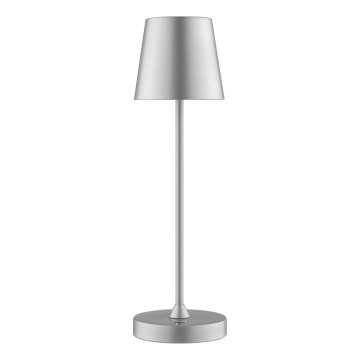 Brilliant - ELORA himmennettävä ladattava kosketusohjattu ulkokäyttöön tarkoitettu pöytälamppu LED/2,5W/5V 2700K 2600 mAh IP44 hopea