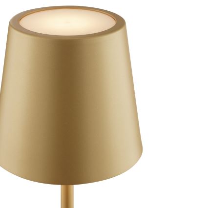 Brilliant - LED himmennettävä, ladattava, kosketusohjattu ulkokäyttöön tarkoitettu pöytälamppu ELORA LED/2,5W/5V 2700K 2600 mAh IP44 kultainen
