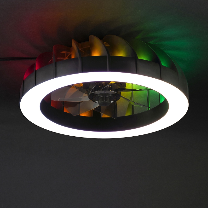 Brilliant - LED RGBW himmennettävä kattotuuletin valolla FANORA LED/30W/230V 2700-6500K halkaisija 46 cm musta + kaukosäädin