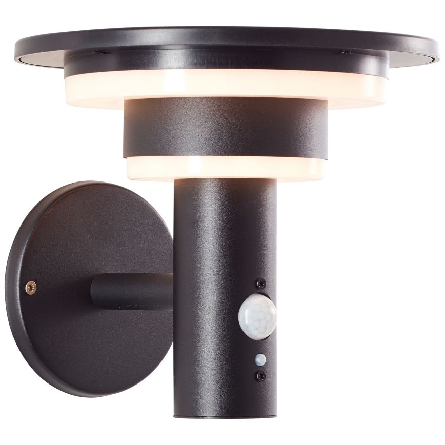 Brilliant - LED aurinkokäyttöinen seinävalaisin anturilla GARVINA LED/3W/3,7V 2000 mAh IP44 musta