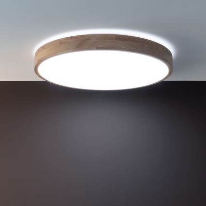 Brilliant - LED-himmennettävä kattovalaisin SLIMLINE LED/60W/230V 3000–6500 K Ø 45 cm kumipuu + kaukosäädin