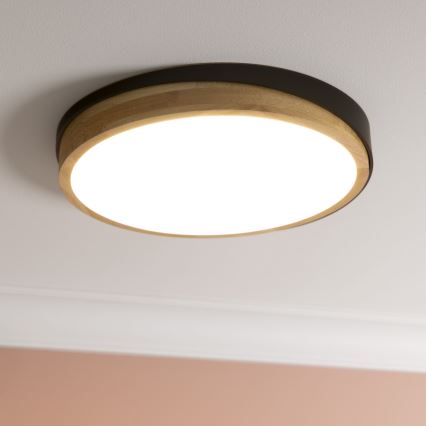 Brilliant - Himmennettävä LED-kattovalaisin BAARLO LED/24W/230V halkaisija 35 cm musta/kumiviikuna - FSC sertifioitu