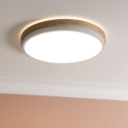 Brilliant - Himmennettävä LED-kattovalaisin BAARLO LED/24W/230V halkaisija 35 cm valkoinen/kumiviikuna - FSC sertifioitu