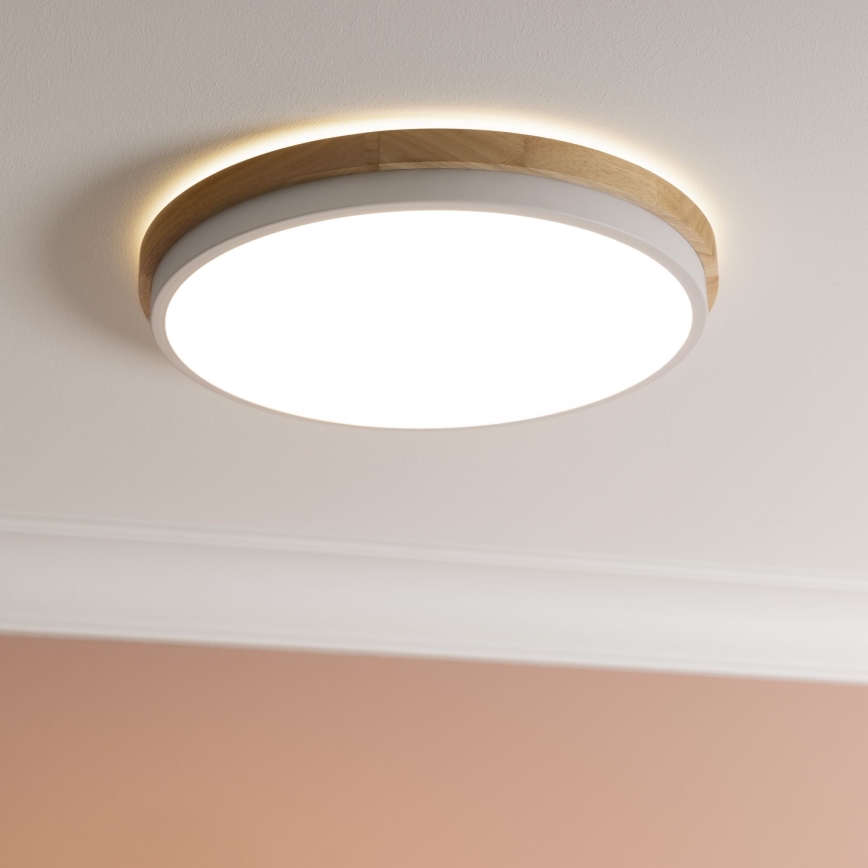 Brilliant - Himmennettävä LED-kattovalaisin BAARLO LED/24W/230V halkaisija 35 cm valkoinen/kumiviikuna - FSC sertifioitu