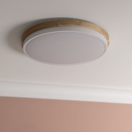 Brilliant - Himmennettävä LED-kattovalaisin BAARLO LED/24W/230V halkaisija 35 cm valkoinen/kumiviikuna - FSC sertifioitu