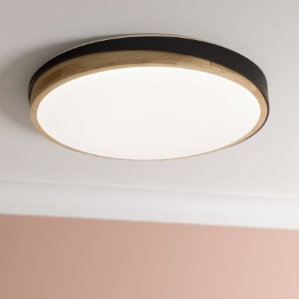 Brilliant - Himmennettävä LED-kattovalaisin BAARLO LED/36W/230V 3000-6500K halkaisija 50 cm musta/kumiviikuna + kauko-ohjaus - FSC sertifioitu