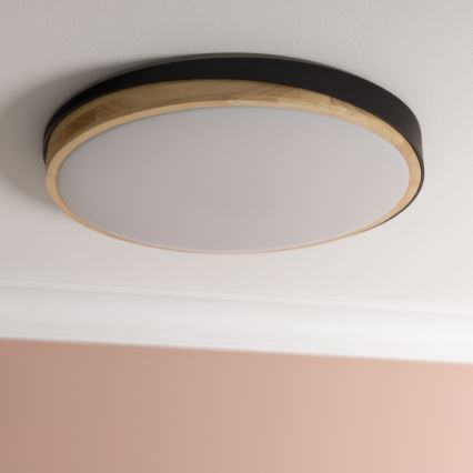 Brilliant - Himmennettävä LED-kattovalaisin BAARLO LED/36W/230V 3000-6500K halkaisija 50 cm musta/kumiviikuna + kauko-ohjaus - FSC sertifioitu