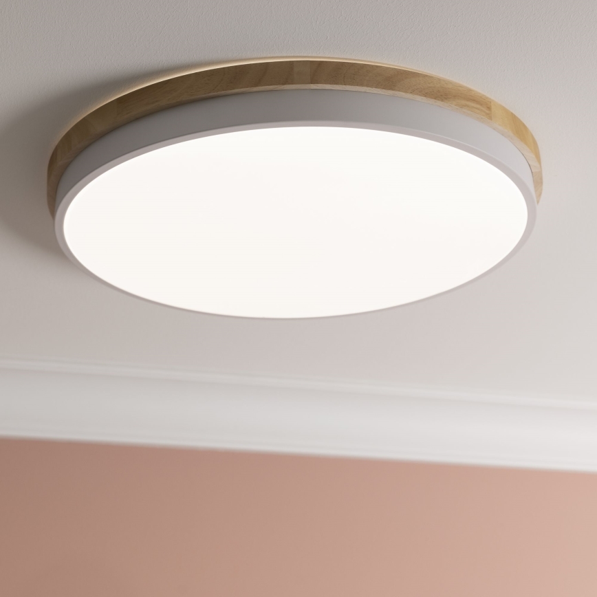 Brilliant - Himmennettävä LED-kattovalaisin BAARLO LED/36W/230V 3000-6500K halkaisija 50 cm valkoinen/kumiviikuna + kauko-ohjaus - FSC sertifioitu