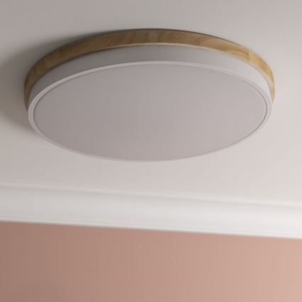 Brilliant - Himmennettävä LED-kattovalaisin BAARLO LED/36W/230V 3000-6500K halkaisija 50 cm valkoinen/kumiviikuna + kauko-ohjaus - FSC sertifioitu