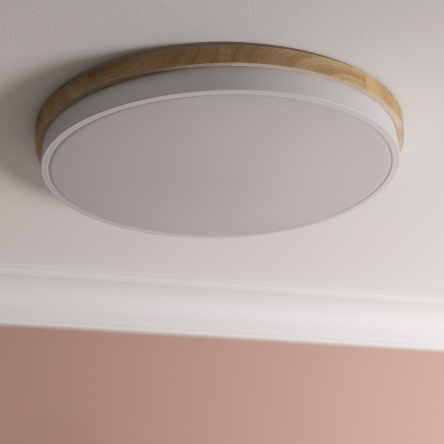 Brilliant - Himmennettävä LED-kattovalaisin BAARLO LED/36W/230V 3000-6500K halkaisija 50 cm valkoinen/kumiviikuna + kauko-ohjaus - FSC sertifioitu