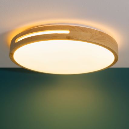 Brilliant - Himmennettävä LED-kattovalaisin WOODBURY LED/24W/230V halkaisija 39 cm kumiviikuna - FSC sertifioitu