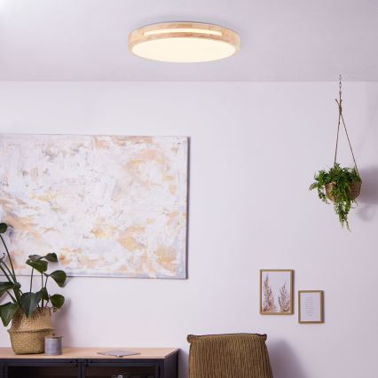 Brilliant - Himmennettävä LED-kattovalaisin WOODBURY LED/24W/230V halkaisija 39 cm kumiviikuna - FSC sertifioitu