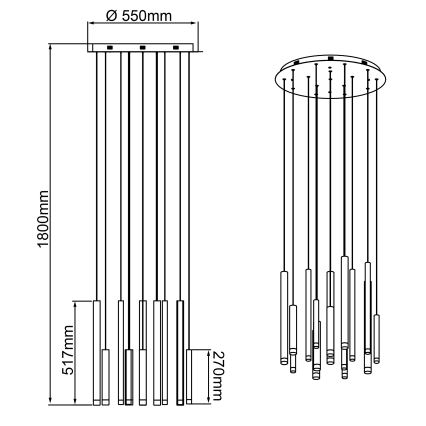 Brilliant - LED-himmennettävä riippuvalaisin kaapelilla CEMBALO LED/70W/230V mattakromi/musta/ruskea