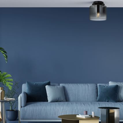 Brilliant - Kattovalaisin BETH 1xE27/60W/230V halkaisija 20 cm musta/savunharmaa