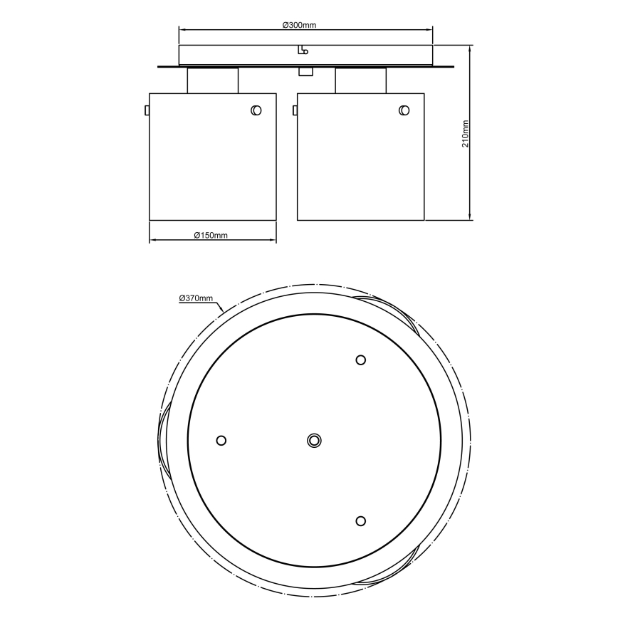 Brilliant - Kattovalaisin BETH, 3xE27/60W/230V, Ø 37 cm, musta/savunvärinen