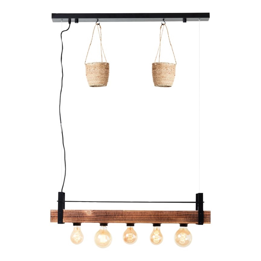 Brilliant - Köysikiinnitteinen riippuvalaisin BANKWOOD 5xE27/28W/230V poppeli