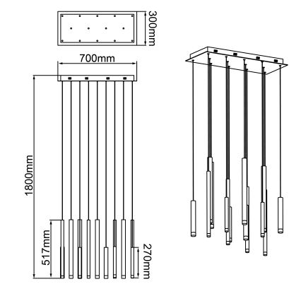 Brilliant - himmennettävä LED-riippuvalaisin CEMBALO LED/60W/230V mattakromi/musta/ruskea