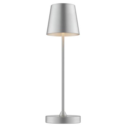 Brilliant - ELORA himmennettävä ladattava kosketusohjattu ulkokäyttöön tarkoitettu pöytälamppu LED/2,5W/5V 2700K 2600 mAh IP44 hopea