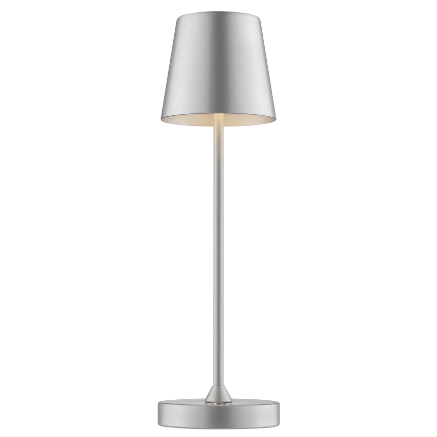 Brilliant - ELORA himmennettävä ladattava kosketusohjattu ulkokäyttöön tarkoitettu pöytälamppu LED/2,5W/5V 2700K 2600 mAh IP44 hopea