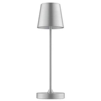 Brilliant - ELORA himmennettävä ladattava kosketusohjattu ulkokäyttöön tarkoitettu pöytälamppu LED/2,5W/5V 2700K 2600 mAh IP44 hopea