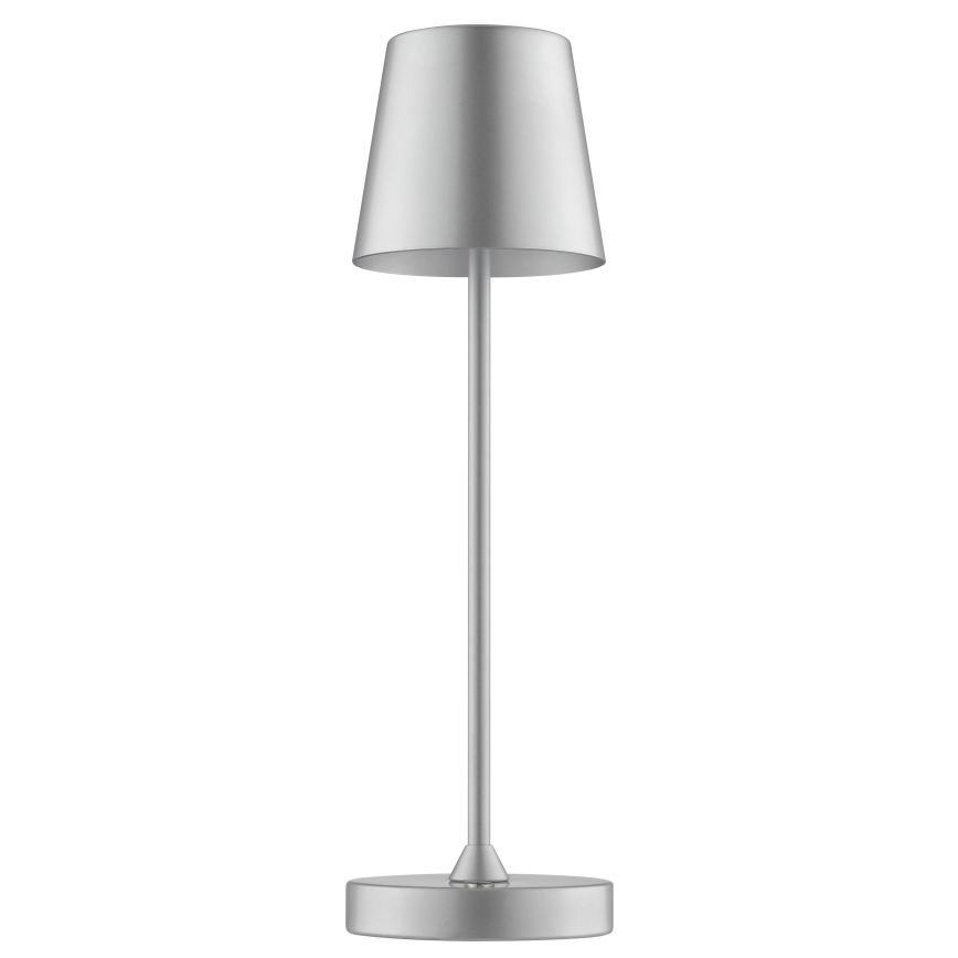 Brilliant - ELORA himmennettävä ladattava kosketusohjattu ulkokäyttöön tarkoitettu pöytälamppu LED/2,5W/5V 2700K 2600 mAh IP44 hopea