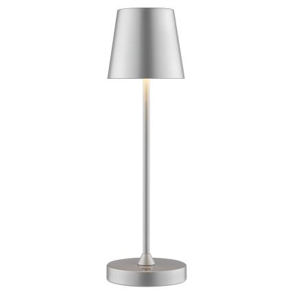 Brilliant - ELORA himmennettävä ladattava kosketusohjattu ulkokäyttöön tarkoitettu pöytälamppu LED/2,5W/5V 2700K 2600 mAh IP44 hopea