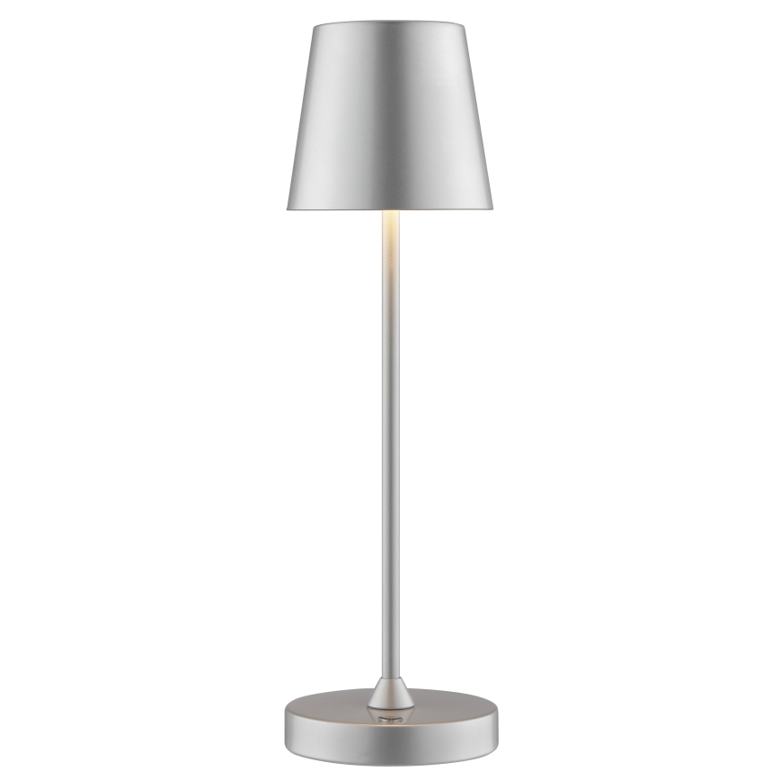 Brilliant - ELORA himmennettävä ladattava kosketusohjattu ulkokäyttöön tarkoitettu pöytälamppu LED/2,5W/5V 2700K 2600 mAh IP44 hopea