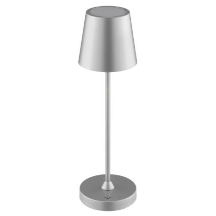 Brilliant - ELORA himmennettävä ladattava kosketusohjattu ulkokäyttöön tarkoitettu pöytälamppu LED/2,5W/5V 2700K 2600 mAh IP44 hopea