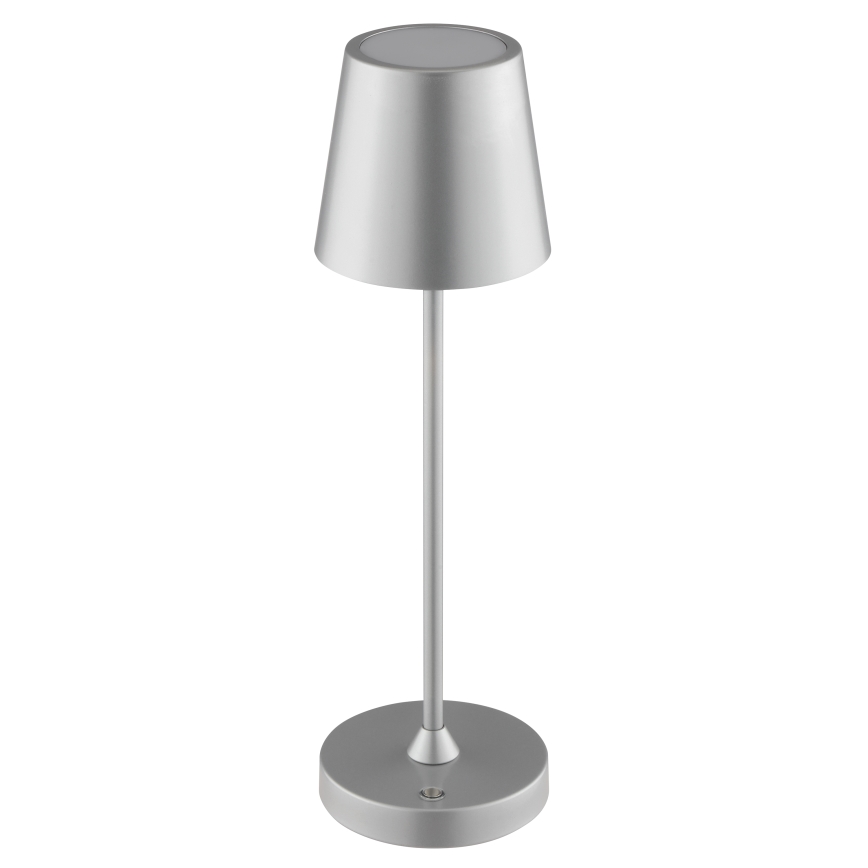 Brilliant - ELORA himmennettävä ladattava kosketusohjattu ulkokäyttöön tarkoitettu pöytälamppu LED/2,5W/5V 2700K 2600 mAh IP44 hopea