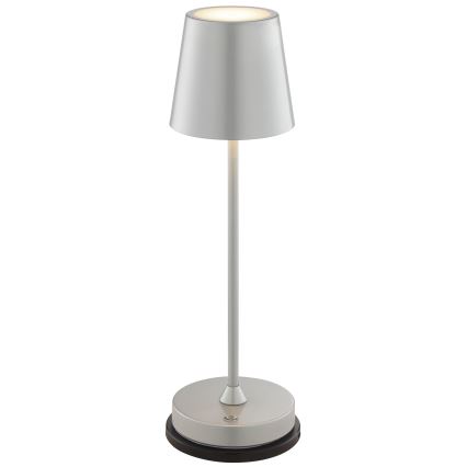 Brilliant - ELORA himmennettävä ladattava kosketusohjattu ulkokäyttöön tarkoitettu pöytälamppu LED/2,5W/5V 2700K 2600 mAh IP44 hopea