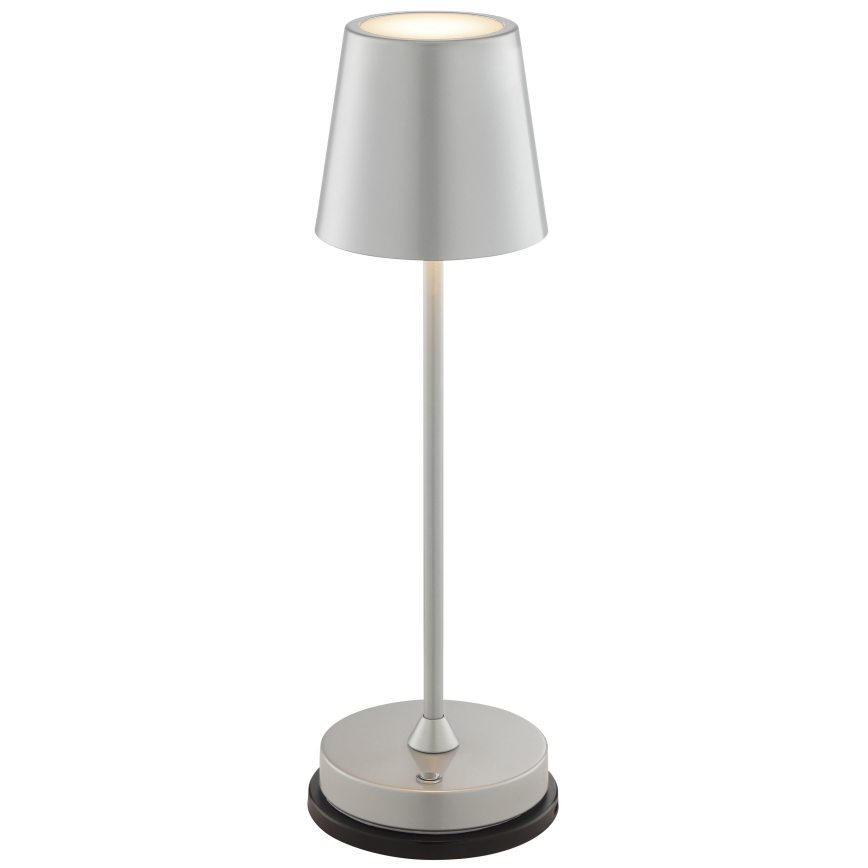 Brilliant - ELORA himmennettävä ladattava kosketusohjattu ulkokäyttöön tarkoitettu pöytälamppu LED/2,5W/5V 2700K 2600 mAh IP44 hopea