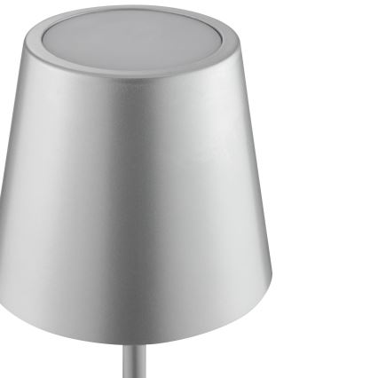 Brilliant - ELORA himmennettävä ladattava kosketusohjattu ulkokäyttöön tarkoitettu pöytälamppu LED/2,5W/5V 2700K 2600 mAh IP44 hopea