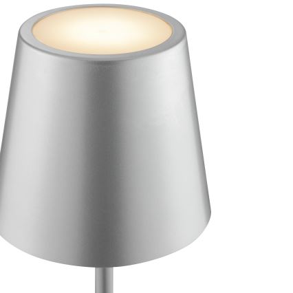 Brilliant - ELORA himmennettävä ladattava kosketusohjattu ulkokäyttöön tarkoitettu pöytälamppu LED/2,5W/5V 2700K 2600 mAh IP44 hopea