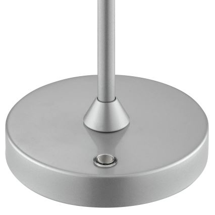 Brilliant - ELORA himmennettävä ladattava kosketusohjattu ulkokäyttöön tarkoitettu pöytälamppu LED/2,5W/5V 2700K 2600 mAh IP44 hopea