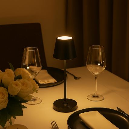Brilliant - himmennettävä ladattava kosketusohjattu ulkokäyttöinen pöytävalaisin ELORA LED/2,5W/5V 2700K 2600 mAh IP44 musta