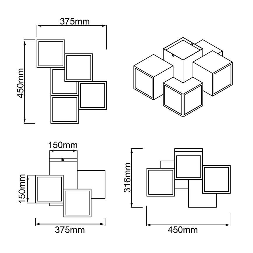 Brilliant - LED-kattovalaisin CUBIX 5xLED/7,6W/230V 3000K valkoinen