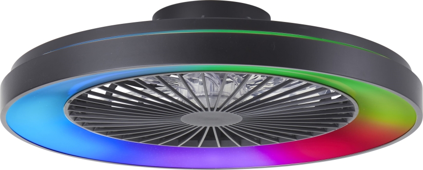 Brilliant - LED RGBW Himmennettävä kattotuuletin MAZZARO LED/24W/230V 3000-6500K halkaisija 58 cm musta + kauko-ohjaus