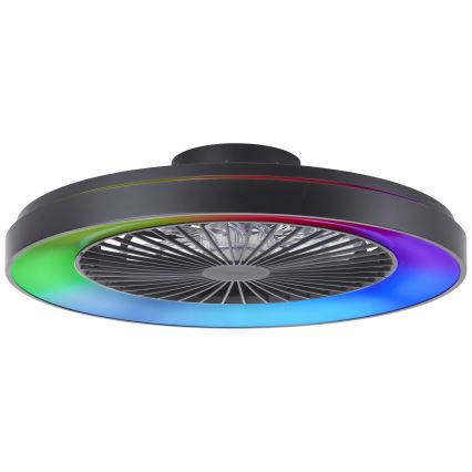 Brilliant - LED RGBW Himmennettävä kattotuuletin MAZZARO LED/24W/230V 3000-6500K halkaisija 58 cm musta + kauko-ohjaus