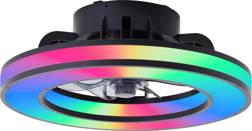 Brilliant - LED RGBW Himmennettävä kattotuuletin MONDELLO LED/26W/230V 2700-6500K halkaisija 41 cm musta + kauko-ohjaus