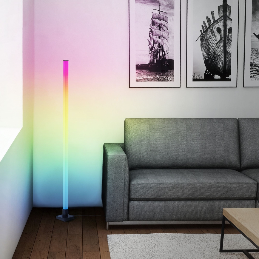 Brilliant - LED RGBW Himmennettävä lattiavalaisin NEELE LED/6,5W/230V musta + kauko-ohjaus