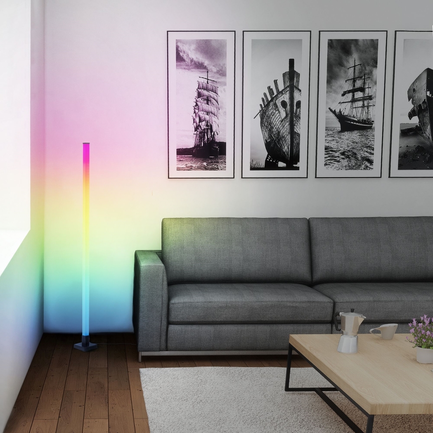 Brilliant - LED RGBW Himmennettävä lattiavalaisin NEELE LED/6,5W/230V musta + kauko-ohjaus