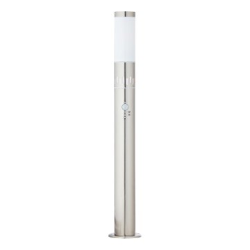 Brilliant - LED-ulkovalaisin anturilla LEIGH LED/0,9W/230V + 1xE27/11W 80 cm IP44 kiiltävä kromi