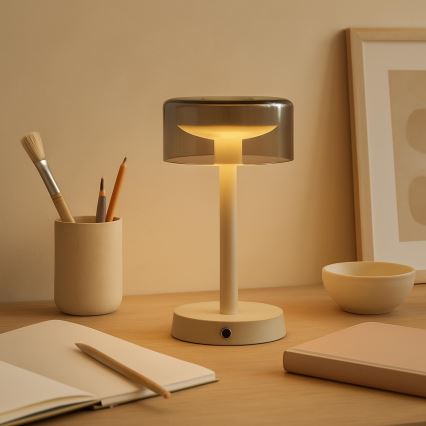Brilliant - himmennettävä ladattava kosketusohjattu ulkokäyttöön tarkoitettu pöytälamppu RAZOR LED/2,5W/5V 2700K 2600 mAh IP44 harmaa